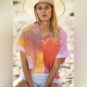 NWT Bl-nk London Anthropologie Carmel Tie Dye Blouse Sz S